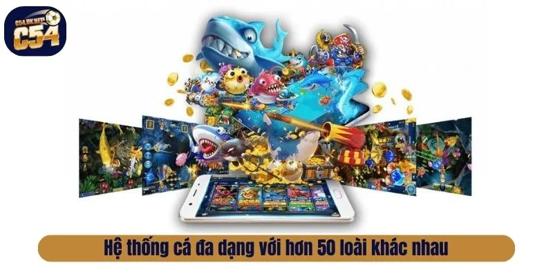 Hệ thống cá đa dạng với hơn 50 loài khác nhau